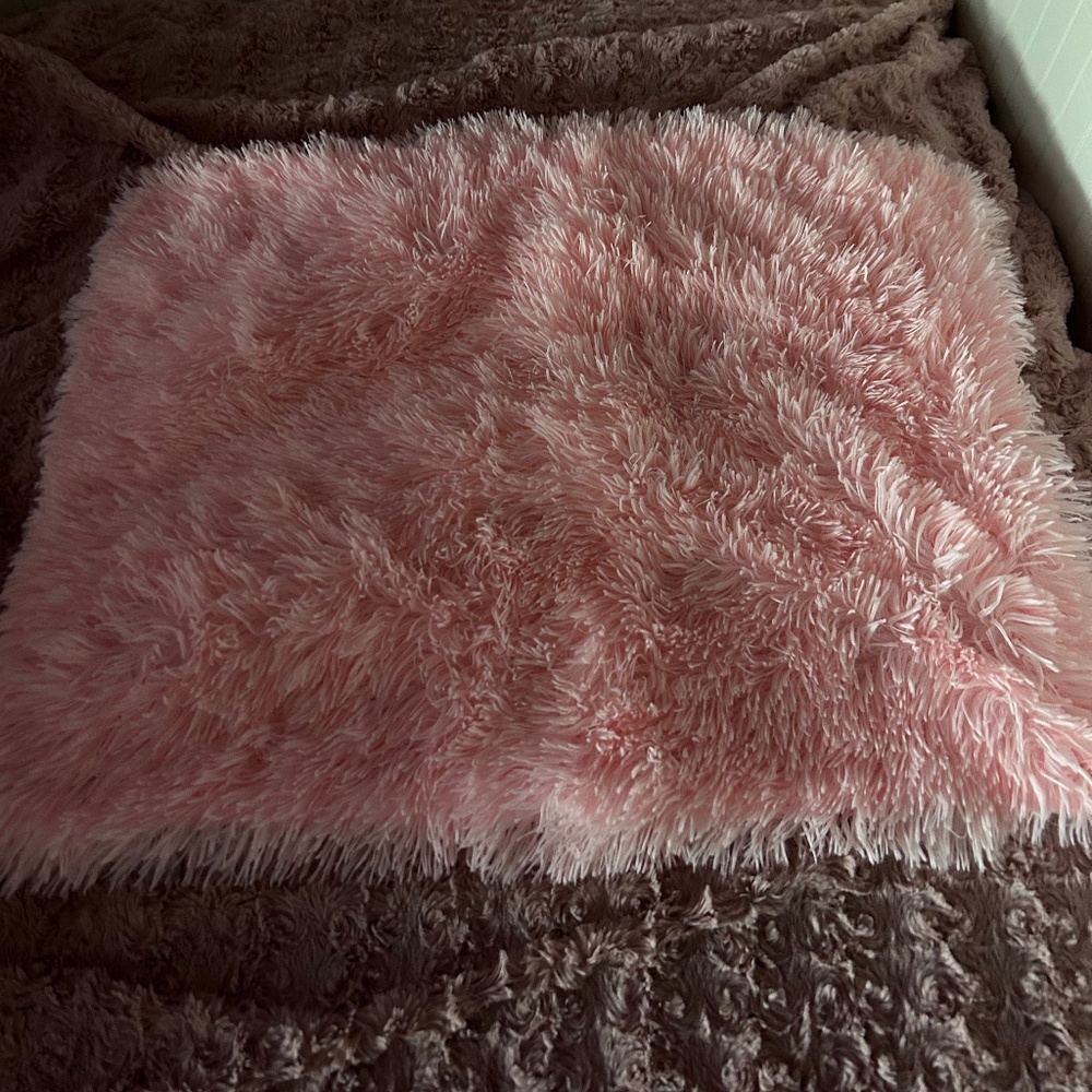 Pink Shaggy Pillow Case